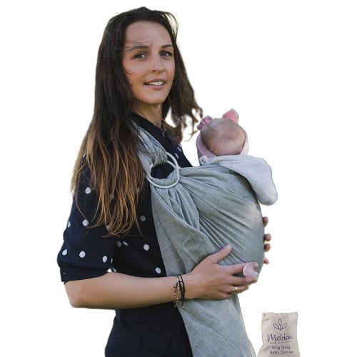 Baby Sling Carrier – Breathable 100% Cotton Wrap for Infant Support, Ring Sling Baby Carrier – Adjustable Muslin Fabric, Baby Carrier Newborn to Toddler – Soft Chest Hold for Travel Dark Grey