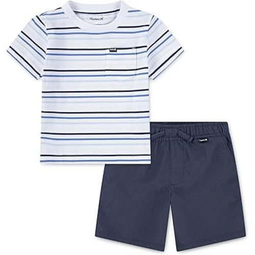 Hurley Baby and Toddler Boys' Soft Basic Cloud Slub T-Shirt and Shorts 2-Piece Outfit Set