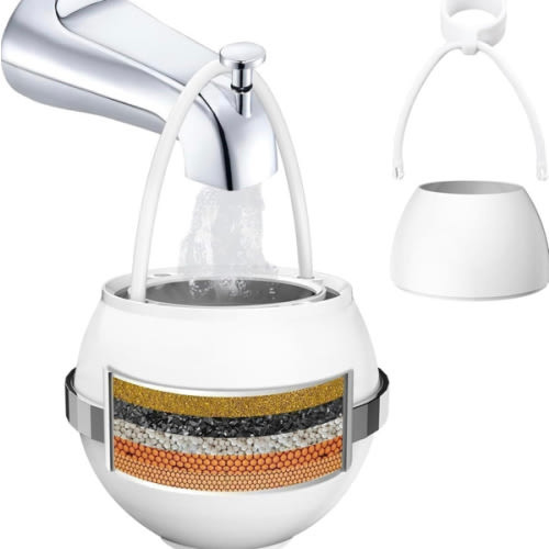 Bath Filter for Tub Faucet,Bathtub Kinder Water Filter,Hard Water Softener,Remove 99% Contaminants,Lead,Chlorine and Fluoride - Improves Skin, Hair and Nails Condition, White, BTBF-051