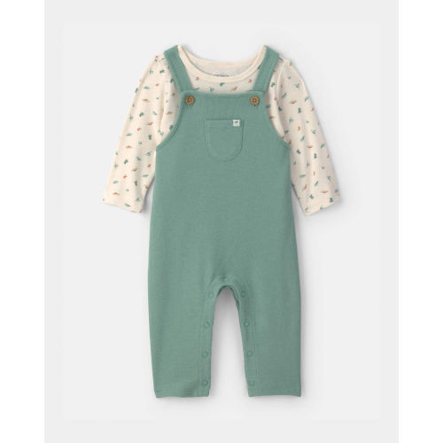 Baby 2-Piece Dinosaur Overall Set - Green/Cream