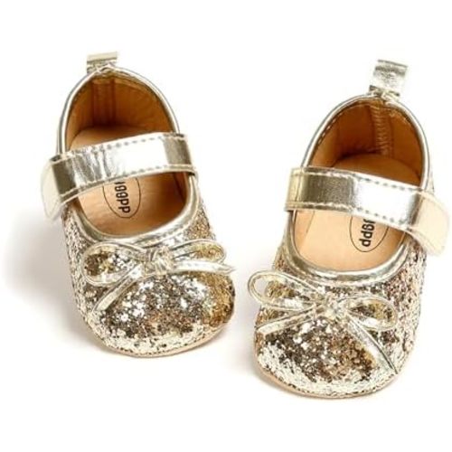 HONGTEYA Infant Baby Girls Mary Jane Flats Non Slip for Toddler First Walkers Soft Sole PU Leather Crib Shoes Sneaker Wedding Party Christmas Princess Dress Shoes Baby Moccasins Girls
