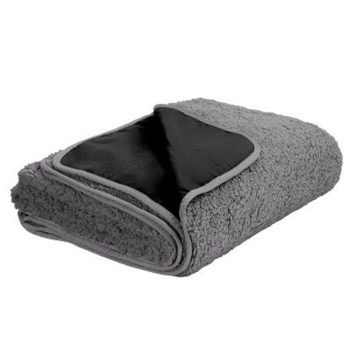 Tirrinia Waterproof Blanket for Outdoors, Fleece Lined Camping Blanket Foldable, Stadium Blanket Keep Warm, 59"x79", Black