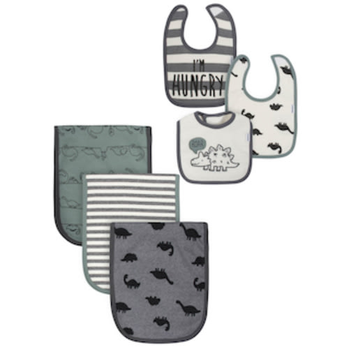 Gerber Organic Terry Bibs and Burp Cloths Set (6 Pack)