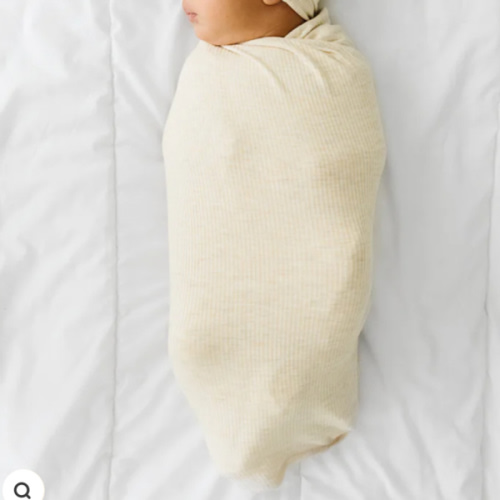 Heather Oatmeal Ribbed Swaddle & Hat Set - Little Sleepies