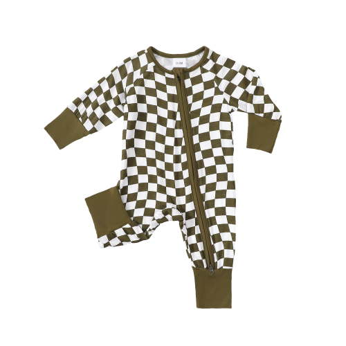 Baby Romper Bamboo Fiber Baby Boy Clothes Newborn Zipper Jumpsuit Checker Long-Sleeve Baby Clothing 0-18M