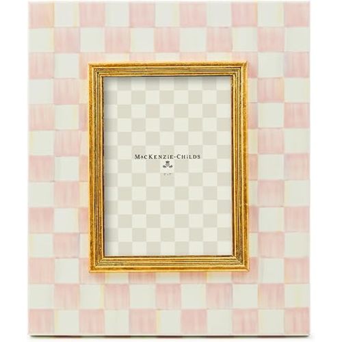 MACKENZIE-CHILDS 5x7 Picture Frame, Pink-and-White Rosy Check