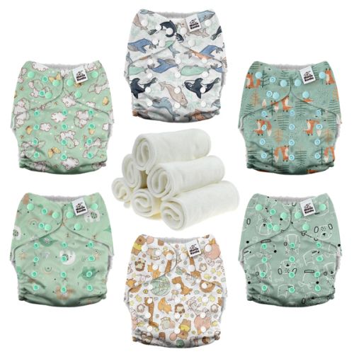 POCKET DIAPER 3.0 WITH INSERTS - 6 PACK(Adorable Animal)