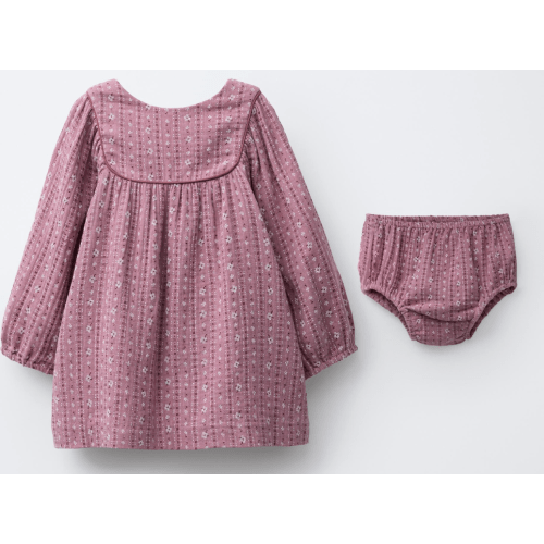 FLORAL TEXTURED DRESS AND BLOOMERS - Dark pink | ZARA United States