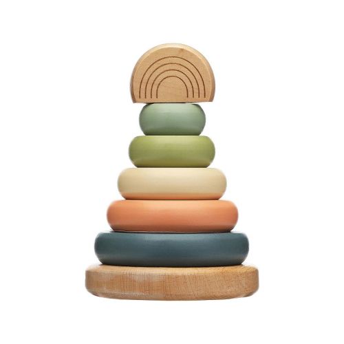 Pearhead Rainbow Wooden Stacking Toy