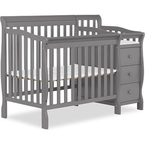 Dream On Me Jayden 4-in-1 Convertible Mini Baby Crib with 3 Drawer Changer