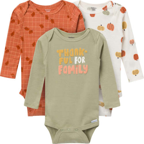 3-Pack Baby Neutral Thankful Long Sleeve Onesies® Bodysuits – Gerber Childrenswear