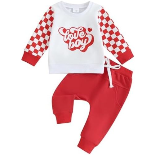 BeQeuewll Fall Winter Toddler Baby Boy Clothes 2Pcs Color Block Crewneck Sweatshirt and Pants Sweatsuit Little Boy Clothing