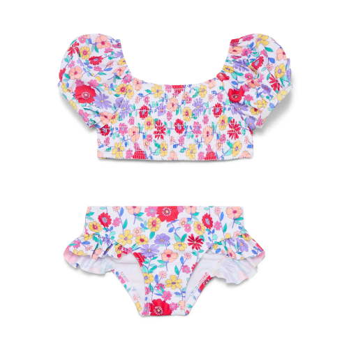 Wonder Nation Baby and Toddler Girl Puff-Sleeve Bikini Swimsuit, 2-Piece, Sizes 12M-5T
