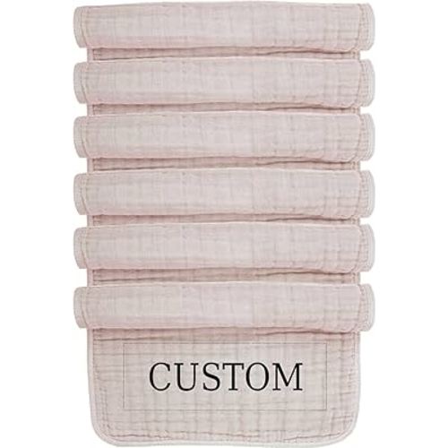Personalized Muslin Burp Cloth with Embroidered Name For Baby Boy & Girl 6-Layer 100% Cotton Burping Cloths for Babies, Soft & Plush Newborn Spit Up Rags, Infant Towels for Milk Spit Up (Stand)