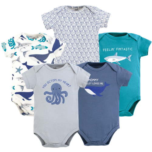 Luvable Friends Touched by Nature Bodysuits 5pk, Ocean Depths, Preemie