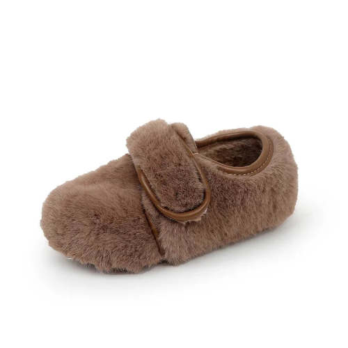 Fluffy velcro moccasins