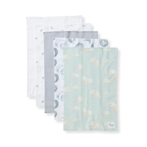 Burt's Bees Baby 100% Organic Cotton Burp Cloths, 17x11.75 in, 5-Pack