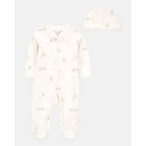 Baby Boy 2-Piece 2-Way Zip Sleep & Play & Cap Set - Cream | Carter's