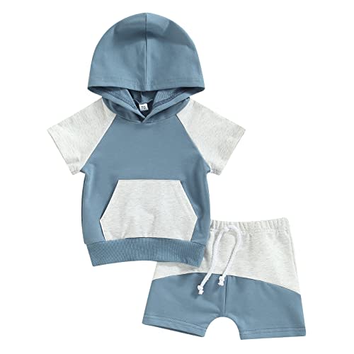 Kayotuas Toddler Baby Boy Summer Clothes Cute Short Sleeve Hooded Tshirt Top and Casual Shorts Set Infant 2 Piece Outfits