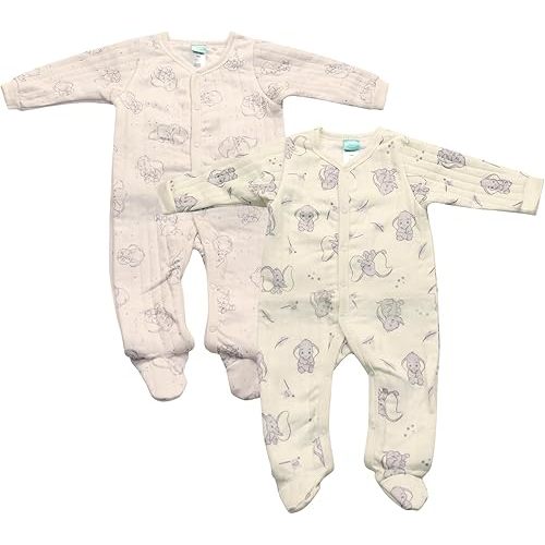 Magic Threadz Disney Clothes Baby Boys 2-Pack Quilted Footed Coveralls Mickey Mouse, Winnie the Pooh and Dumbo (0/3M-6/9M)