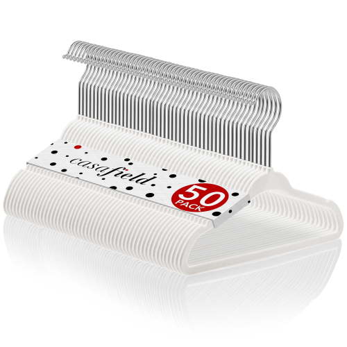 Casafield 50 Velvet Baby Hangers for Infant & Toddler Clothes, 11" - Ivory