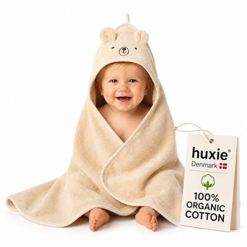 Hooded Baby Bath Towel, 100% Organic Cotton, Super-Soft 32"x32"