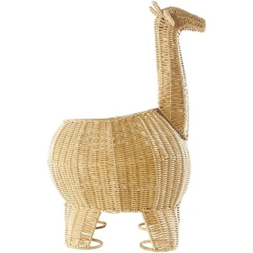 Kaplan Early Learning Giraffe Washable Wicker Floor Basket | Home Decor Organizer | Animal-Shaped Rattan Woven Storage Bin