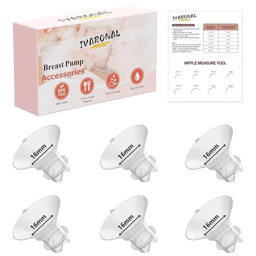 Upgraded Flange Insert 16mm with Pull Tab and Triangle-Shaped for Momcozy/Spectra/Medela/eufy/TSRETE/Elvie/Lansinoh Breast Pumps, Fit for 24mm Shields/Flanges of Most Pumps, 6PCS 16mm
