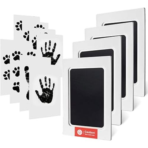 8-Pack Imprint Cards & 4 Hand and Footprint Kit Baby Footprint Kit- Ink Pad for Baby Hand and Footprints-Pet Paw Print Kit Baby Foot Printing Kit Footprint Kit Baby Handprint Kit Inkless Print Kit Clean Touch Ink Pad