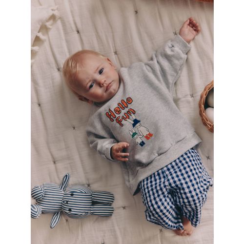 Blue Check Hello Fun Sweatshirt and Trousers Baby Set (0mths-2yrs)