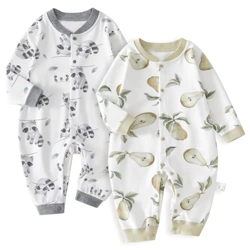Cherie Kids 100% Organic Cotton Soft 3-24 Months Unisex Footless Newborn Baby Sleepers Pajamas Romper Boys Girls Long Sleeve