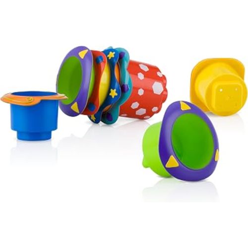 Nuby Splish Splash Stacking Cups Baby Bath Toy, 5 Count