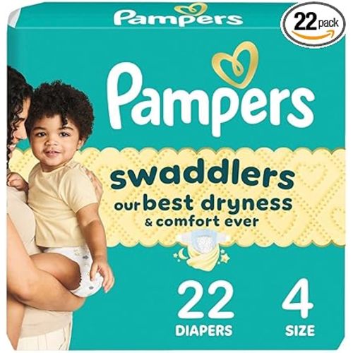 Pampers Swaddlers Diapers, Size 4 (15-34 lbs), 22 Count, Absorbent, Keeps Baby Dry and Comfortable, Skin Safe Disposable Baby Diaper (Packaging May Vary)