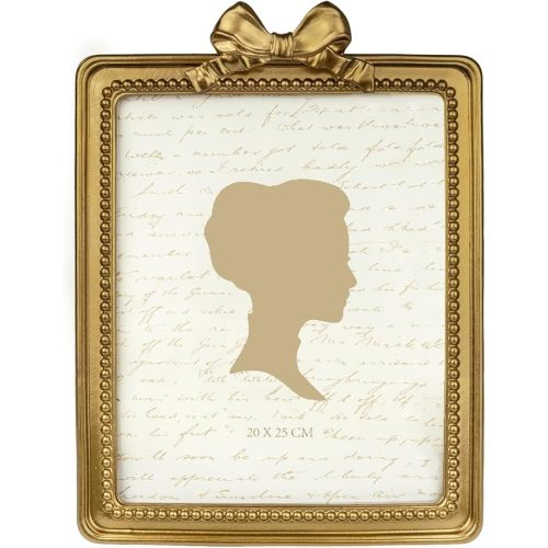 AELS 8x10 Inch Vintage Picture Frame, Elegant Antique Bow Photo Frames with Glass Front, Photo Display, Tabletop Wall Hanging, Gift Ideas, Golden Bronze