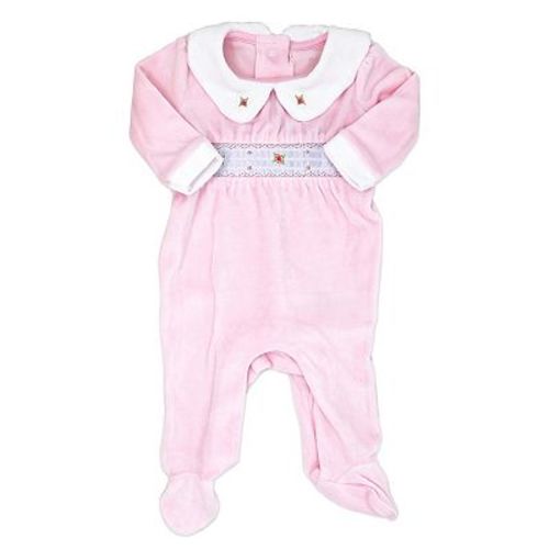 Baby Girls Smocked Velour Footie