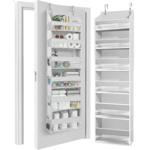 HOMELUX THEORY UPGRADED 6 Tiers Over The Door Organizer Hanging - 100D EXTRA THICK & 50lbs HUGE CAPACITY, 12 Side Mesh Pockets Over The Door Shoe Organizer, Hanging Closet Organizer (Light Gray, 1pc)