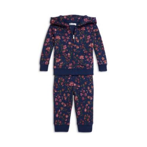 Polo Girls' Floral Fleece Full Zip Hoodie & Pant Set - Baby