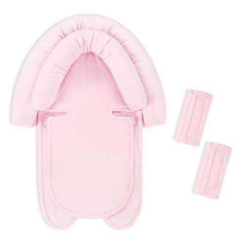 Baby Car Seat Head Support for Newborn, 2 in 1 Infant Car Seat Head Body Support with Strap Pads, Soft Stroller Cushion Pillow Insert for Girls, Fits for Stroller, Swing, Pink
