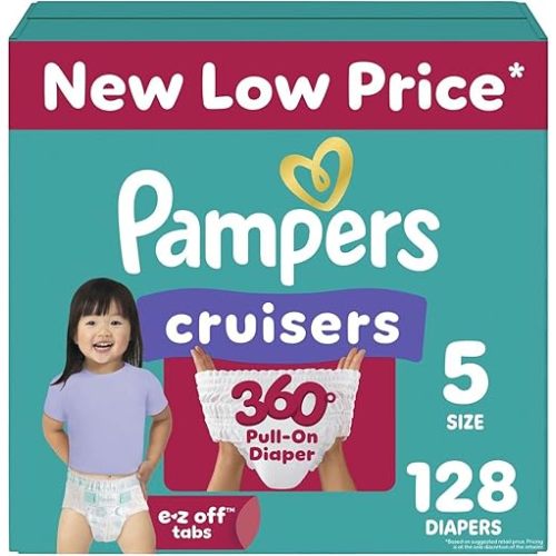 Pampers Diapers - Cruisers 360 - Size 5, 128 Count, Babyproof up to 100% Leakproof Pull-On Diaper
