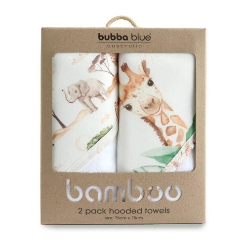 2pc Bubba Blue Bamboo Adventure Hooded Baby/Newborn Soft Bath Towel 75x75cm