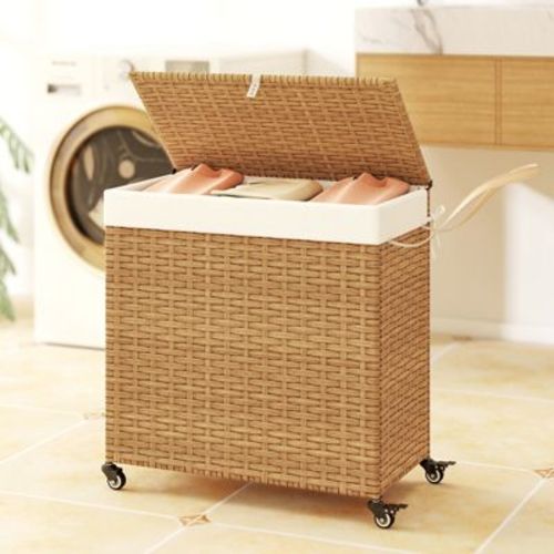 Laundry Hamper w/Wheels & 2 Liner Bags