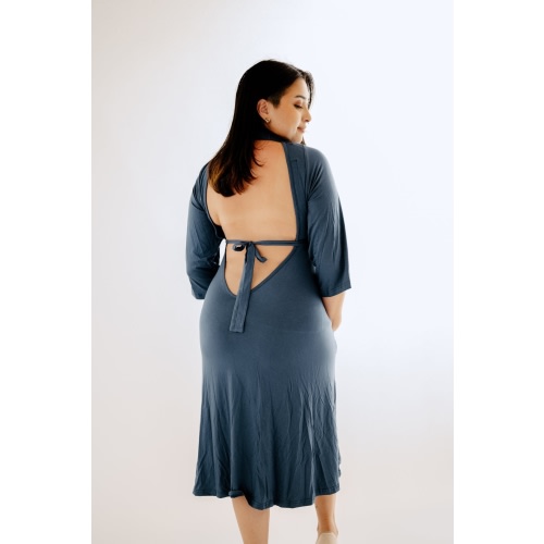 Lila Labor & Postpartum Gown in Midnight Blue
