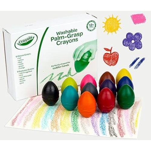 Crayola Large Egg Crayons (12ct), Jumbo Washable Crayons for Toddlers, Preschool Art Supplies for Toddlers, Classroom Must Have, Ages 1+