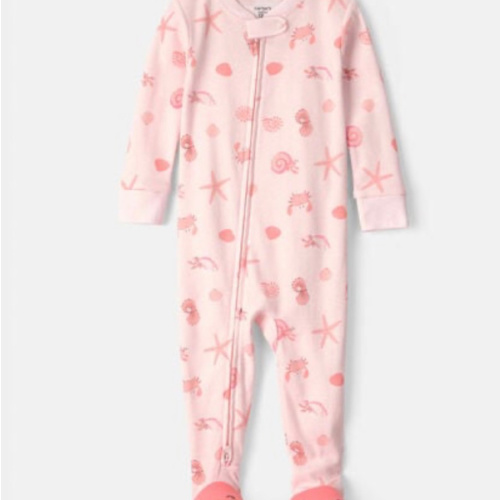 Baby Girl Seashell 100% Cotton Snug Fit 1-Piece Pajama - Pink | Carter's