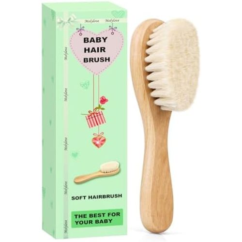 Baby Hair Brush, Wooden Goat Bristles Hair Brush for Newborns & Toddlers, Ideal for Cradle Cap, Perfect Baby Registry Gift, Hypoallergenic, 1 Count