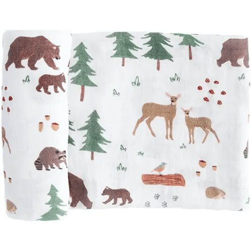 Red Rovr 100% Certified Organic Cotton Muslin Swaddle | Newborn Receiving Blanket | Baby Wrap | Boy, Girl, Unisex | Soft, Lightweight, Breathable | Burping, Nursing | 44" x 44" | Bear Buddies