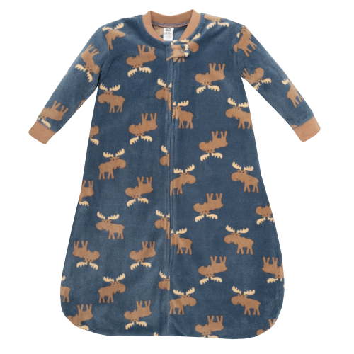 Hudson Baby Infant Boys Long-Sleeve Fleece Sleeping Bag, Blue Moose, 0-6 Months