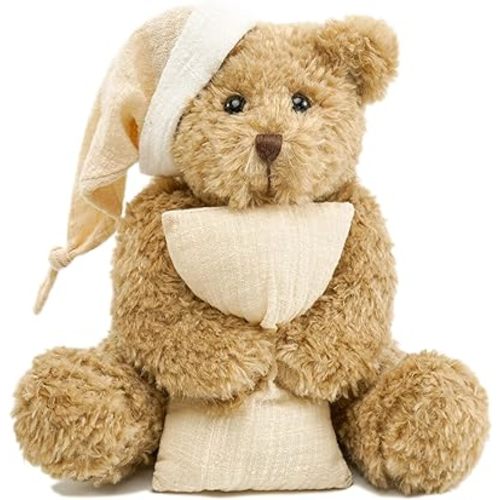 Teddy Bear Stuffed Animals, 15.7" Stuffed Bear Plush, Cute Stuffed Animal with Hat & Pillow, Small Teddy Bears for Baby Newbow Birthday Decoration Gifts for Kids Girlfriend