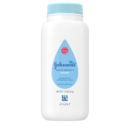 Johnsons Baby Powder with Aloe Vera and Vitamin E Pure Cornstarch, 1.5 oz