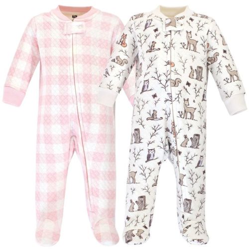 Hudson Baby Infant Girl Premium Quilted Zipper Sleep And Play 2pk, Enchanted Forest, 6-9 Months
